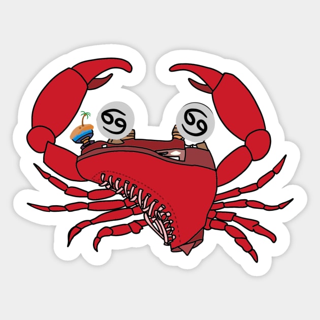 Cancer Roller Skate Crab Sticker by Hotanist